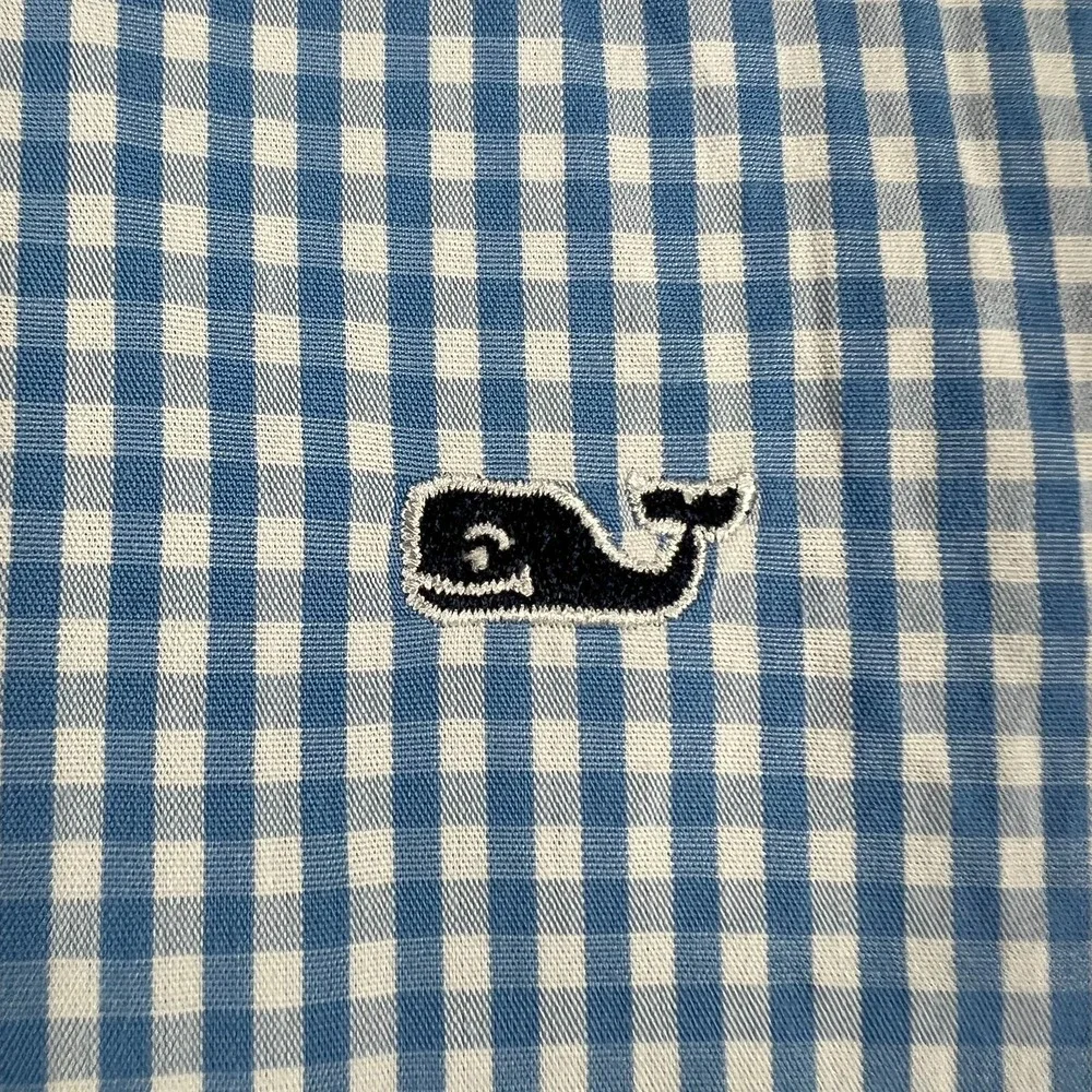 Vineyard Vines Shirt Youth‎ Boys Large Blue Check Long Sleeve Button Down
